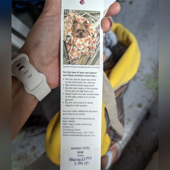 Handmade Thick SnuggleTote for small pets - Picture 3 of 9